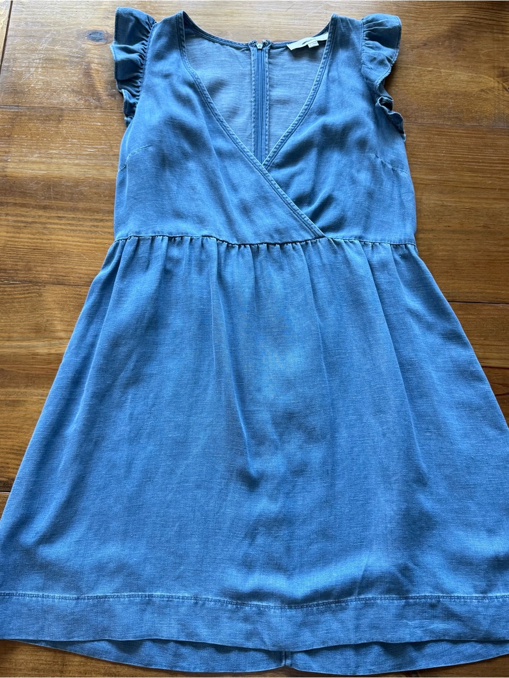 LOFT Blue Flutter Sleeve Wrap-Front Casual Dress